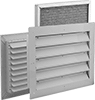Fixed-Blade Wall-Mount Louvers with Adjustable Register and Aluminum Filter