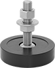 Shock-Absorbing Swivel Leveling Mounts with Threaded Stud