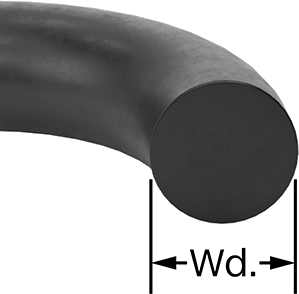 Image of Attribute. Front orientation. CrossSection view. Contains Annotated. Oil-Resistant Buna-N O-Ring, 1/16 Fractional Width, Dash Number 012.