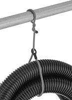 Image of ProductInUse. Twist Tie with Eye Shown Mounted. Front orientation. Twist Ties. Rubber-Covered Wire Core, Capped End, Eye End.