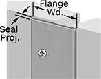 Image of ProductInUse. Galvannealed Steel and Stainless Steel Flat Weatherstripping Seal. Front orientation. Contains Annotated. Weatherstripping. Double-Door Weatherstripping, Flat Weatherstripping Seal, 2" Wide Flange.