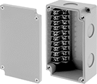Image of Product. Side Terminal Block. Front orientation. Terminal Blocks. Enclosure-Mounted Terminal Blocks, Side Terminal Block, Screw-Clamp-Terminal Wire Connection.