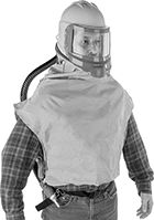 Image of ProductInUse. Front orientation. Respirators. Supplied-Air Helmet Respirators for Air Pumps.