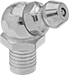Image of Product. Front orientation. Grease Fittings. Grease Fittings for Unthreaded Holes, 65° Elbow with Serrated Shank.