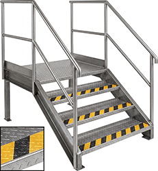 Image of ProductInUse. Shown on Diamond Tread. Front orientation. Contains Inset. Antislip Tape. High-Visibility Antislip Tape for Uneven Surfaces.