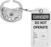 Image of Product. Front orientation. Lockouts. Low-Profile Lockout Hasps with Label.