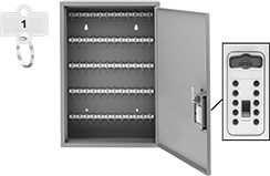 Image of ProductInUse. A. Front orientation. Contains Inset, MultipleImages. Key-Control Cabinets. Unlocks with Combination, Style A.