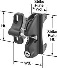 Image of Product. Front orientation. Contains Annotated. Gate Latches. Keyed Gate Latches.