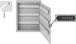 Image of ProductInUse. B. Front orientation. Contains Inset, MultipleImages. Key-Control Cabinets. Unlocks with Combination, Style B.