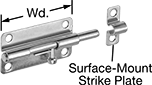 Image of Product. Front orientation. Contains Annotated. Slide-Bolt Latches. Lift-and-Drop Barrel Slide-Bolt Latches, Style A.