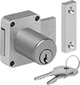Image of Product. Front orientation. Drawer and Cabinet Deadbolt Locks. Pry-Resistant Keyed Alike Cabinet Deadbolt Locks.