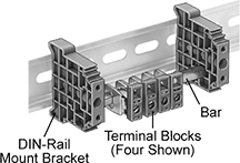 Image of ProductInUse. Front orientation. Contains Annotated. Distribution Bars. Modular Distribution Bars.