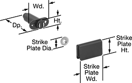 Image of Product. Front orientation. Contains Annotated. Magnetic Latches. Push-to-Open Magnetic Latches, Style 9.