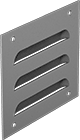 Image of Product. Front orientation. Louvers. Louvers for Enclosures, Surface Mount, Gray Powder-Coated Steel Frame and Blades.