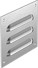 Image of Product. Front orientation. Louvers. Louvers for Enclosures, Surface Mount, 316 Stainless Steel Frame and Blades.