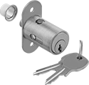 Image of Product. Front orientation. Drawer and Cabinet Deadbolt Locks. Sliding Cabinet Door Keyed Alike Deadbolt Locks.