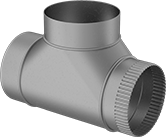 Image of Product. Front orientation. Duct and Fittings. Standard Duct and Fittings, Tee Connectors, Female × Female × Male.
