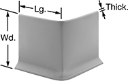 Image of Product. Front orientation. Contains Annotated. Wall Bases. Plastic Wall Bases, Outside Corner.