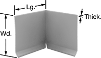 Image of Product. Front orientation. Contains Annotated. Wall Bases. Plastic Wall Bases, Inside Corner.