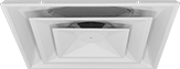 Image of Product. Front orientation. Diffusers. Ready-to-Connect Drop-Ceiling Diffusers, Louvered Diffusers.