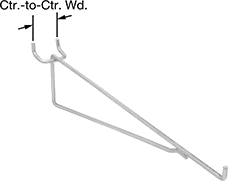 Image of Product. Front orientation. Contains Annotated. Pegboard Shelf Brackets.