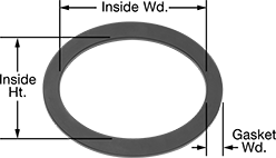 Image of Product. Front orientation. Contains Annotated. Boiler Gaskets. High-Temperature EPDM Boiler Gaskets, Oval.