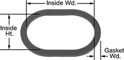 Image of Product. Front orientation. Contains Annotated. Boiler Gaskets. High-Temperature EPDM Boiler Gaskets, Oblong.