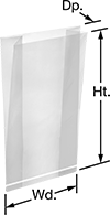 Image of Product. Front orientation. Contains Annotated. Open-Top Bags. Pleated Plastic Open-Top Bags.