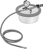 Image of Product. Front orientation. Vacuum Degassing Chambers. Soda-Lime Glass with Top-Mount Gauge.
