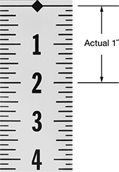 Image of Product. Front orientation. ZoomedIn view. Contains Annotated. Rulers. Half-Measure Adhesive-Back Vertical Rulers.