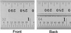 Image of Product. Inch/Metric. Front orientation. ZoomedIn view. Contains Annotated, MultipleImages. Squares. Starrett High-Accuracy Combination Squares, Blades with Square Head with Built-In Level and Scriber, Metric, Inch, 4/32" Numeric Graduations - 2, 10 mm Numeric Graduations.