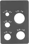 Image of Product. Front orientation. Thread Size Identifiers. Pipe Thread Identifiers.