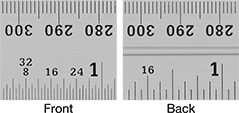 Image of Product. Inch/Metric. Front orientation. ZoomedIn view. Contains Annotated, MultipleImages. Squares. Combination Squares, Blades with Square Head with Built-In Level and Scriber, Metric, Inch, 8/32" Numeric Graduations, 10 mm Numeric Graduations - 2.