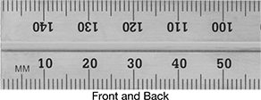 Image of Product. Metric. Front orientation. ZoomedIn view. Contains Annotated. Squares. Combination Squares, Blades with Square Head with Built-In Level and Scriber, Metric, 10 mm Numeric Graduations - 2, 10 mm Numeric Graduations.