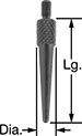 Image of Product. Front orientation. Contains Annotated. Variance Indicator Contact Points. Contact Points for Plunger Variance Indicators, Tapered Contact Points.