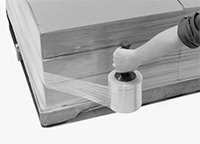 Image of ProductInUse. Front orientation. Stretch Wrap Dispensers. Handheld Stretch Wrap Dispensers, Straight Handle.