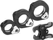 Image of Product. Front orientation. Tube Crimper Jaws and Rings. One Ring Actuator Jaw, Three Rings (2 1/2-4 Copper Tube Size).
