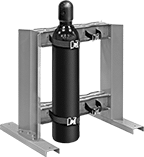 Image of Product. Front orientation. Cylinder Racks. Floor-Mount Cylinder Racks, Steel, Strap.