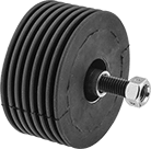 Image of Product. Front orientation. Idler Rollers. Self-Cleaning Threaded-Stud Idler Rollers.