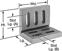 Image of Product. Front orientation. Contains Annotated. Angle Plates. Angle Plates with Mounting Slots, 7 Slots.