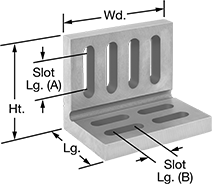 Image of Product. Front orientation. Contains Annotated. Angle Plates. Angle Plates with Mounting Slots, 8 Slots.