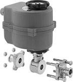 Image of Product. Exploded View. Front orientation. Exploded view. Motor-Actuated On/Off Valves. Motor-Actuated On/Off Valves for Food and Beverage Environments.