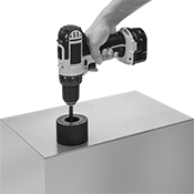 Image of ProductInUse. Top and Bottom Mount Catcher Shown in Use. Front orientation. Chip Catchers. Plastic Chip Catchers with Top and Bottom Mount.