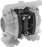 Image of Product. Front orientation. Double Diaphragm Pumps. Polypropylene Air-Powered Double Diaphragm Pumps for Chemicals, Threaded Side Intake and Threaded Side Discharge.
