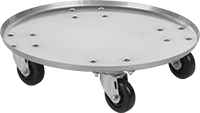 Image of Product. Front orientation. Drum Dollies. Solid-Platform Drum Dollies, 304 Stainless Steel Body.