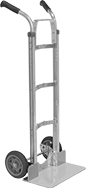 Image of Product. Front orientation. Hand Trucks. Aluminum Hand Trucks, Curved Aluminum Frame with Dual Handle.