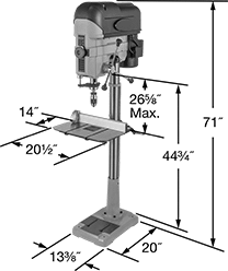 Image of Product. Front orientation. Contains Annotated. Drill Presses. Variable-Speed Economy Floor-Mount Drill Presses.