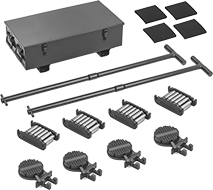 Image of Product. Front orientation. Dollies. Convertible Rigid/Swivel-Top High-Capacity Roller Track Dolly Sets for Smooth Surfaces.
