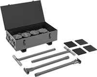 Image of Product. Diamond-Tread Swivel Platform with Lock. Front orientation. Swivel Platform with Lock. High-Capacity Roller Track Dolly Sets for Smooth Surfaces, Diamond-Tread Platform.