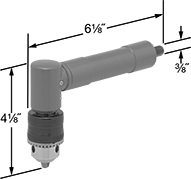 Image of Product. Front orientation. Contains Annotated. Drill Head Adapters. General-Purpose Right-Angle Drill Head Adapters.